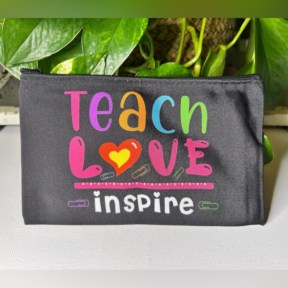 💜4for$20💜 Teacher Pouch with Colorful Teach Love Inspire Design